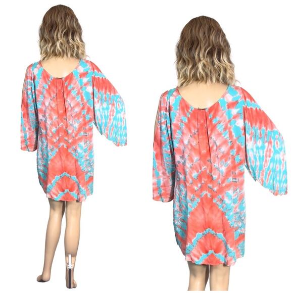 Pineapples Designed In Hawaii Bright Colored Split Sleeve Cover Up SZ L $60 - Picture 6 of 12
